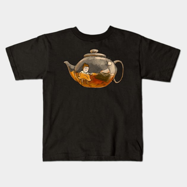 Girl in a teapot Kids T-Shirt by doteau